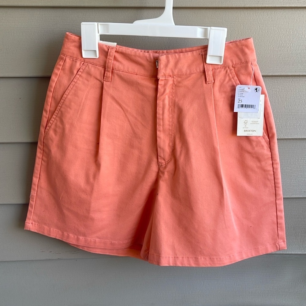 Brixton Womens Victory Trouser Shorts Coral Pleated Size 25 NWT High Waisted